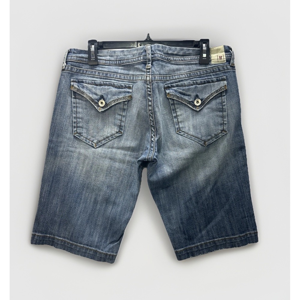 !iT Jeans Bermuda Shorts Women 31 Blue Denim Y2K Low Rise Flap Pocket Skater